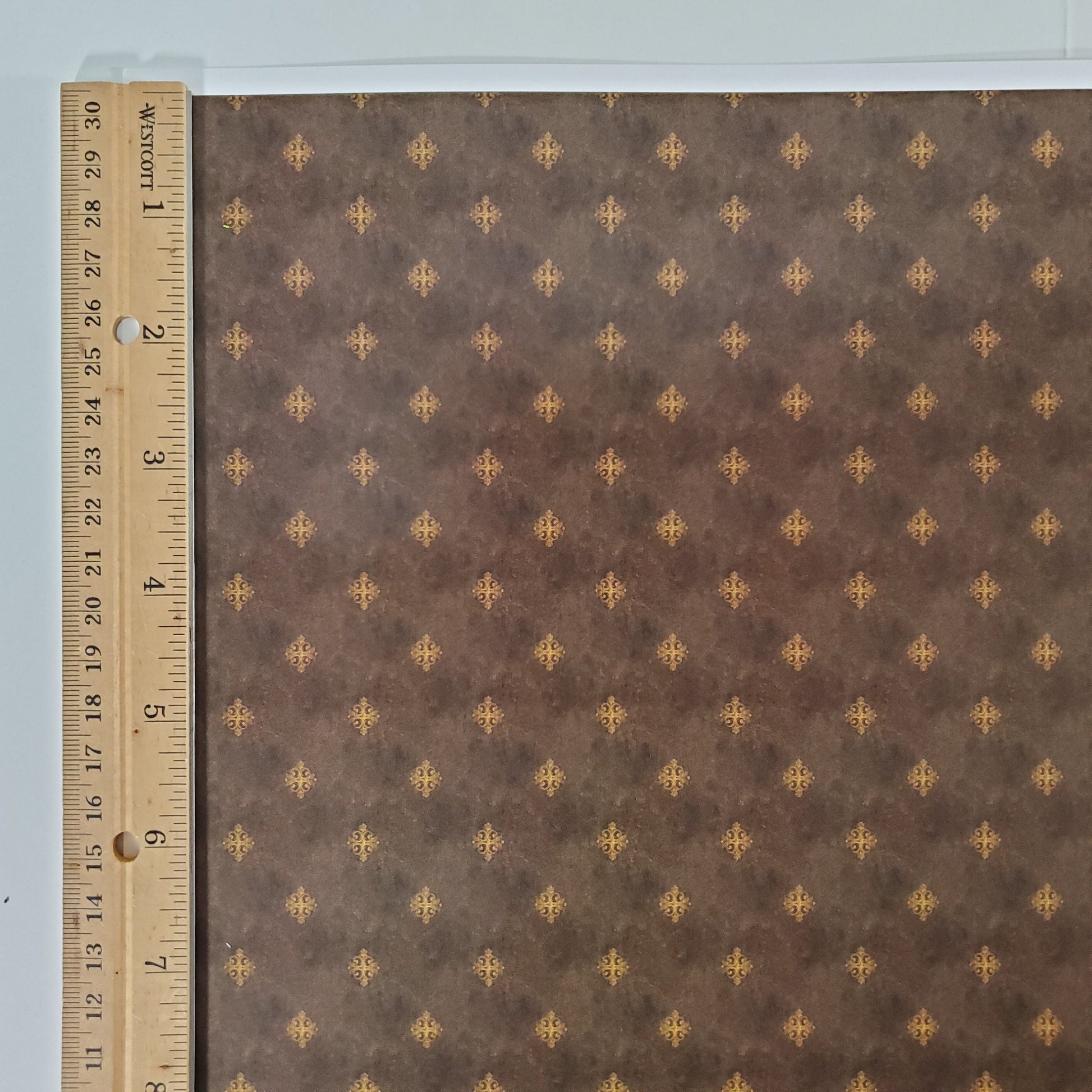 Dollhouse Wallpaper Black/Brown with Gold Medallions - Dark - 1:12 Scale Itsy Bitsy Miniatures