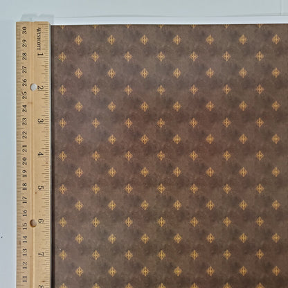 Dollhouse Wallpaper Black/Brown with Gold Medallions - Dark - 1:12 Scale Itsy Bitsy Miniatures