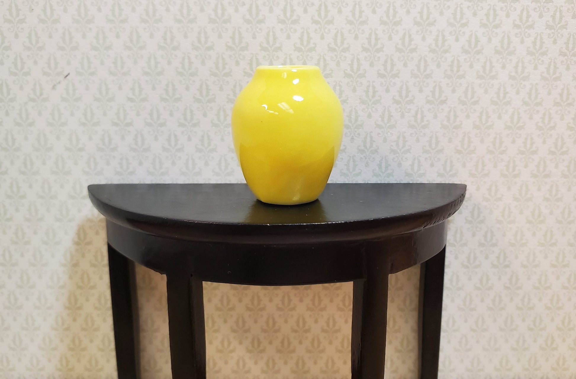 Dollhouse Ceramic Vase Bright Yellow 1:12 Scale Miniature Modern Style
