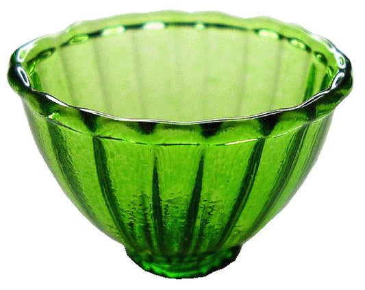 Dollhouse Crystal Green Glass Bowl 1:12 Scale Miniature Kitchen Decor
