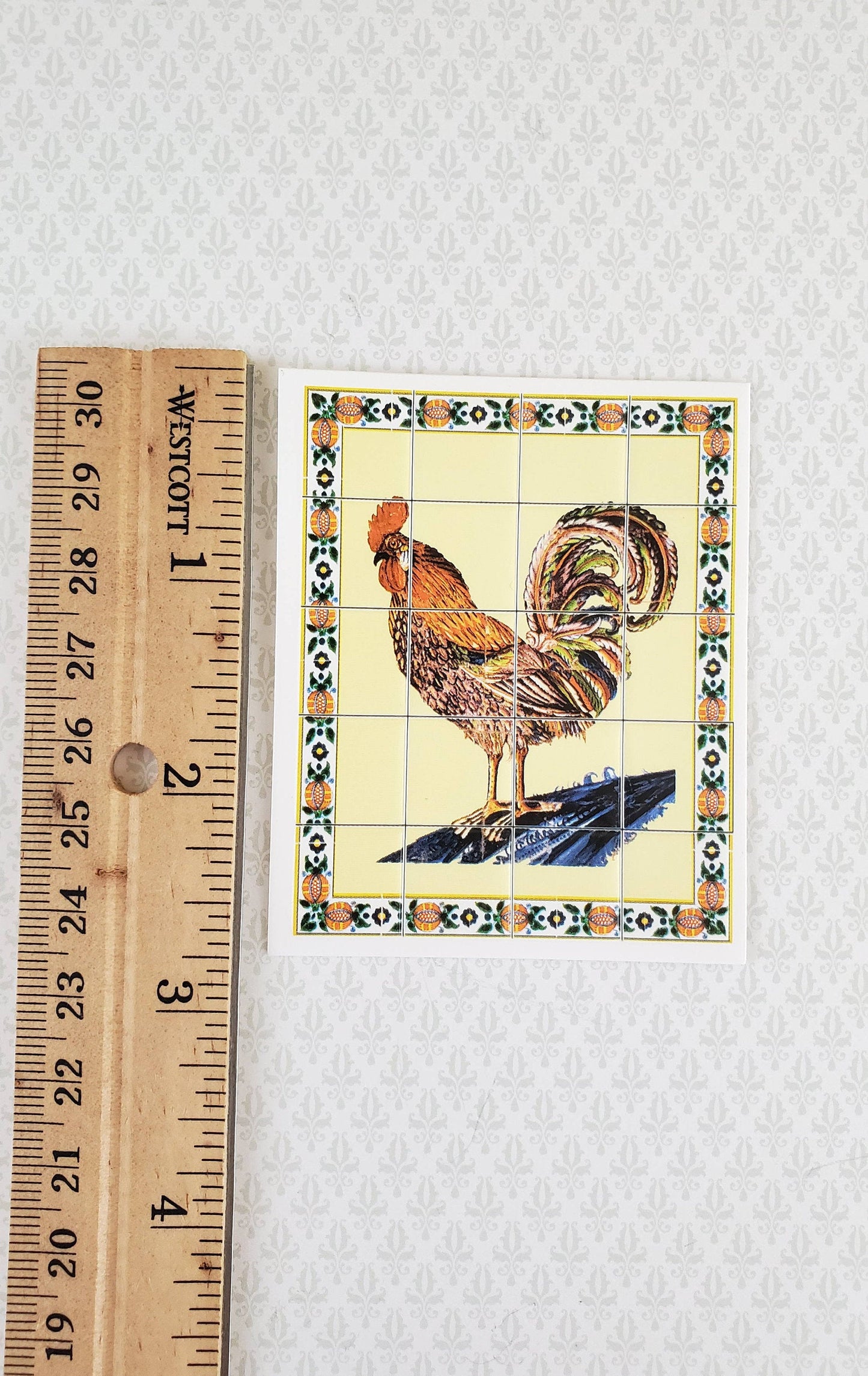 Dollhouse Miniature Wall "Tiles" Embossed Paper Kitchen Rooster 1:12 Scale by World Model