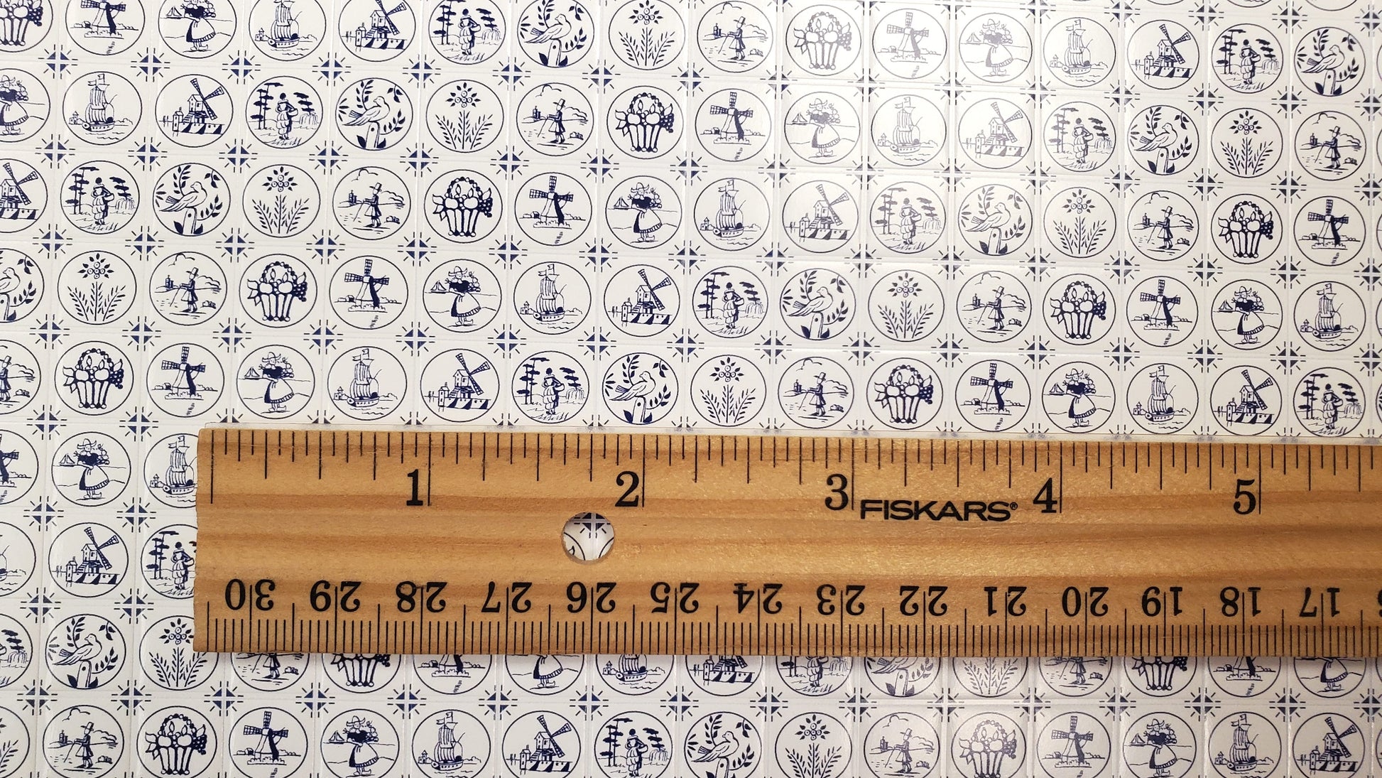 Dollhouse Delft Tile Compact Dutch Wallpaper Embossed Card 1:12 Scale Miniature