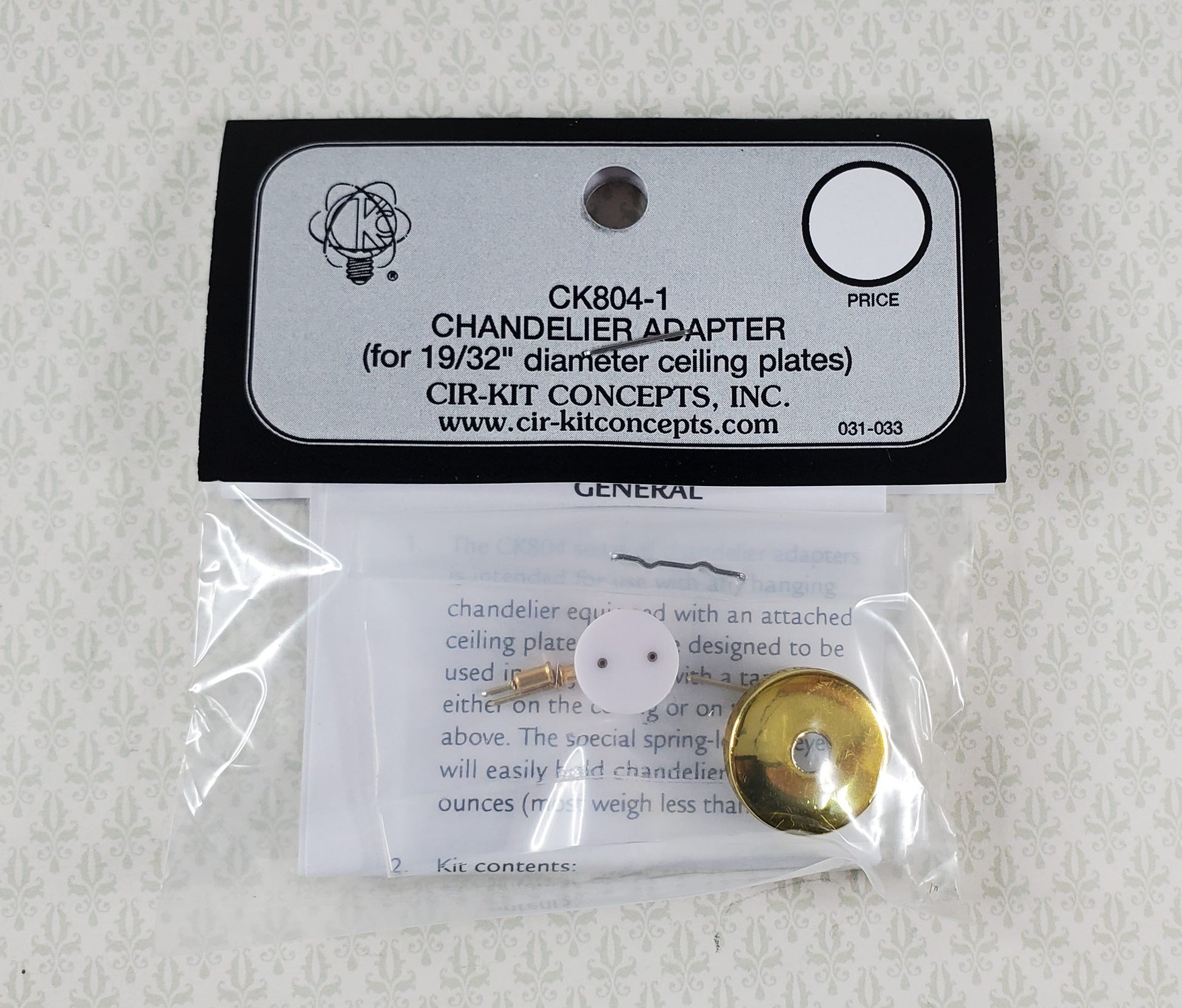 Cir-Kit Chandelier Adaptor for Lights 1:12 Dollhouses CK804-1 19/32" Diameter