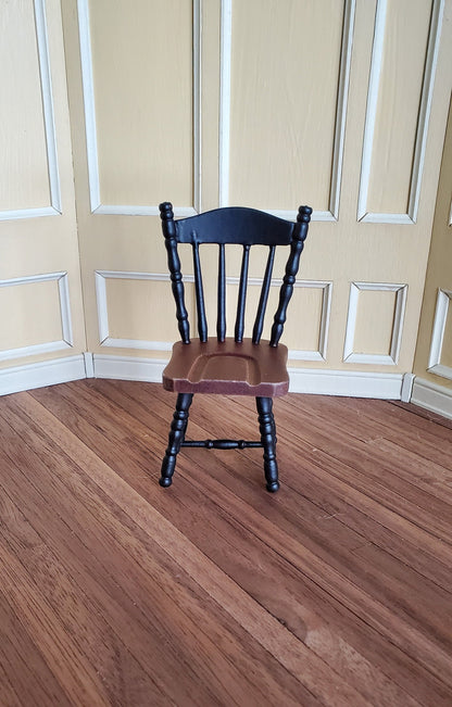 Dollhouse Miniature Kitchen Chair Black & Dark Walnut Spindle Back 1:12 Scale