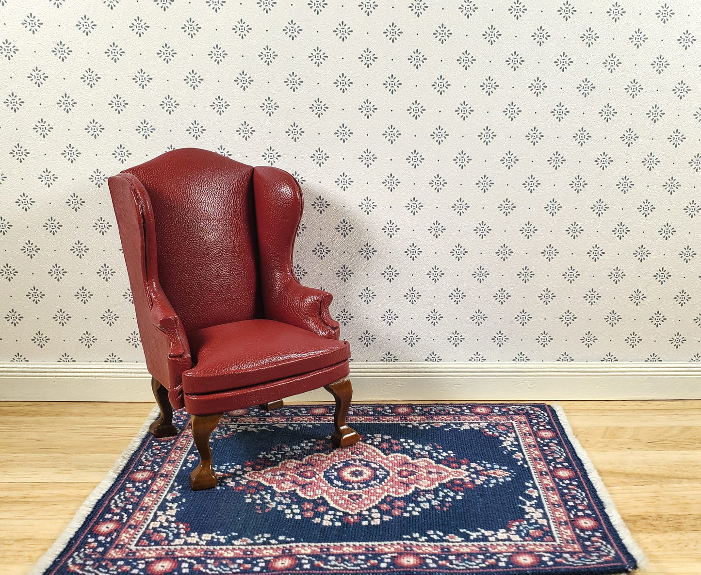 Dollhouse Wallpaper Blue Diamond Stencil on White 3 Sheets 1:12 Scale Miniature