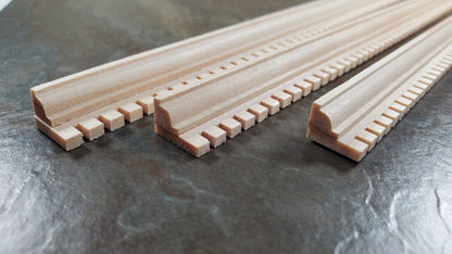 Miniature Dentil Crown Molding Trim 3 pcs 7/16" tall x 18" long 1:12 Scale
