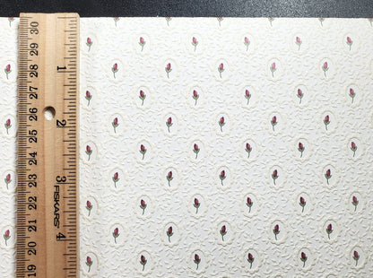 Dollhouse Embossed Wallpaper x3 Sheets Cameo Tulip White 1:12 Scale