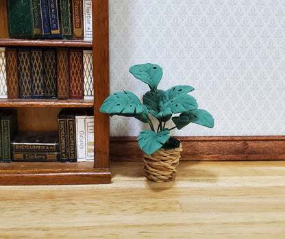 Dollhouse Palm Plant in Woven Basket Planter 1:12 Scale Miniature