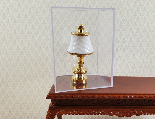 Dollhouse Small Lamp Non-Working White Gold Reutter Porcelain 1:12 Scale