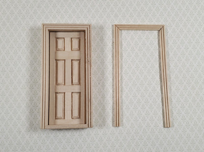 Dollhouse HALF SCALE Miniature Door 6 Panel Wood with Interior Trim 1:24