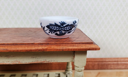 Dollhouse Large Serving Bowl Ceramic Blue White Floral 1:12 Scale Miniature