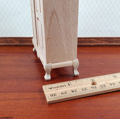 Dollhouse Wardrobe Tall Armoire Closet Furniture 1:12 Scale Unpainted