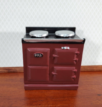 Dollhouse AGA Style Cooker Stove Oven Maroon 1:12 Scale Miniature Kitchen