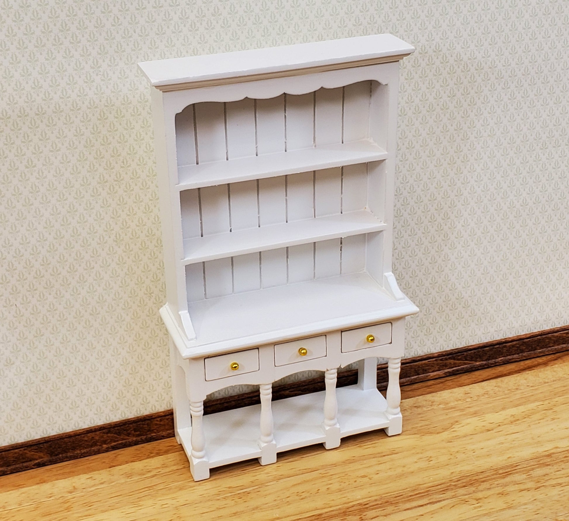 Dollhouse Kitchen Hutch Cupboard with Pot Shelf WHITE 1:12 Scale Furniture