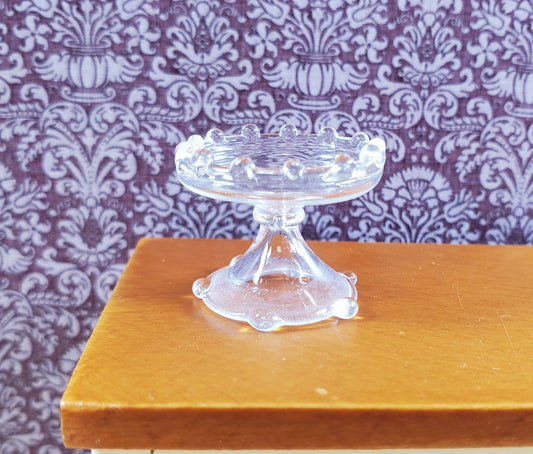 Dollhouse Clear Glass Fluted Pedestal Bowl 1:12 Scale Miniature Kitchen