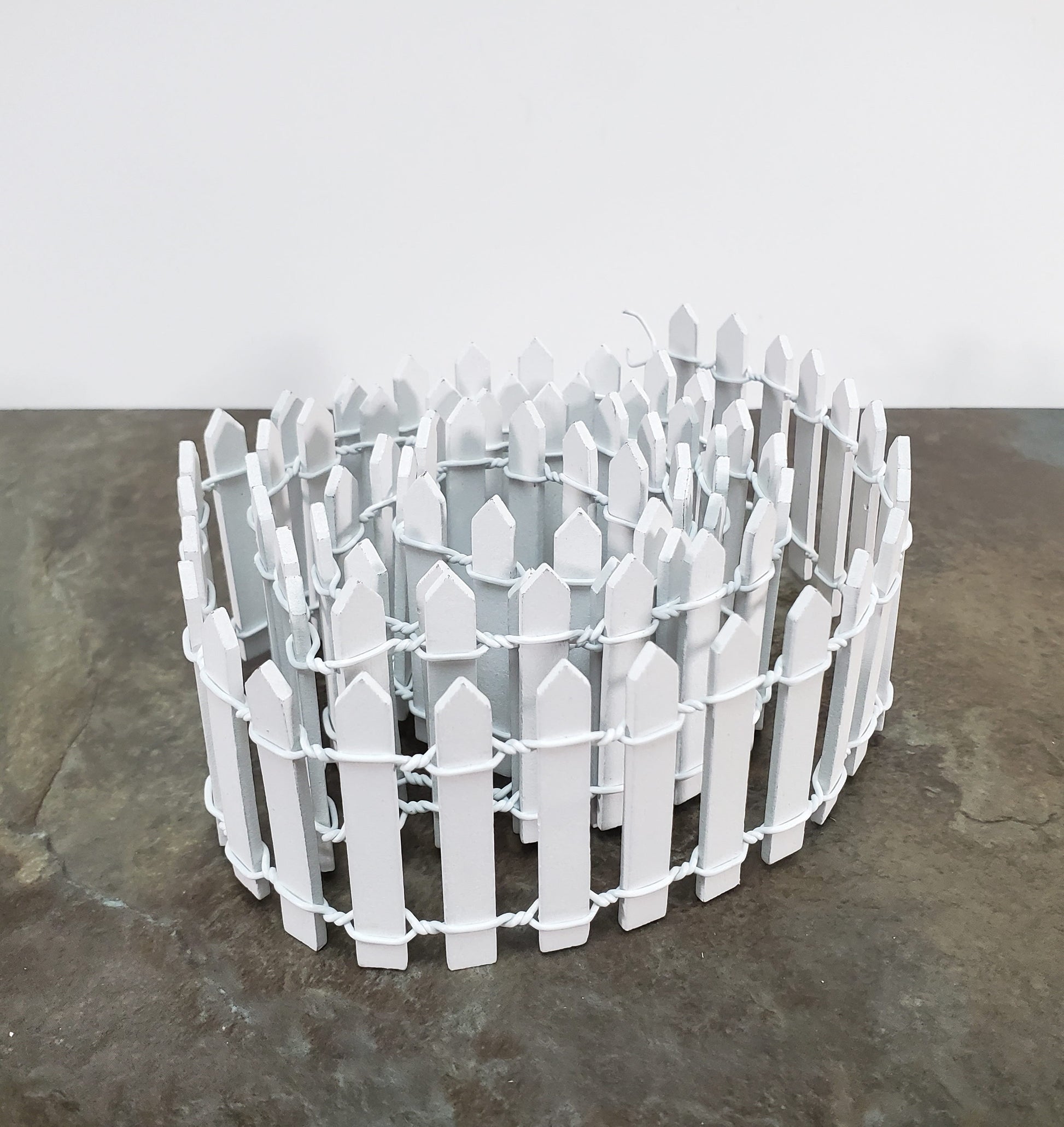 Miniature Fencing White Picket Fence Wood & Metal 100 cm x 5 cm tall Bendable
