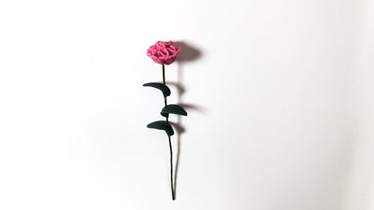Dollhouse Pink Carnation Single Stem with Foliage 1:12 Scale Miniature