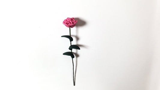 Dollhouse Pink Carnation Single Stem with Foliage 1:12 Scale Miniature