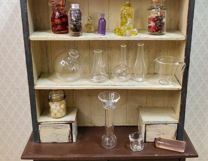 Dollhouse Miniature Mad Scientist Flask Jar Set Glass Beakers Funnel 1:12 Scale