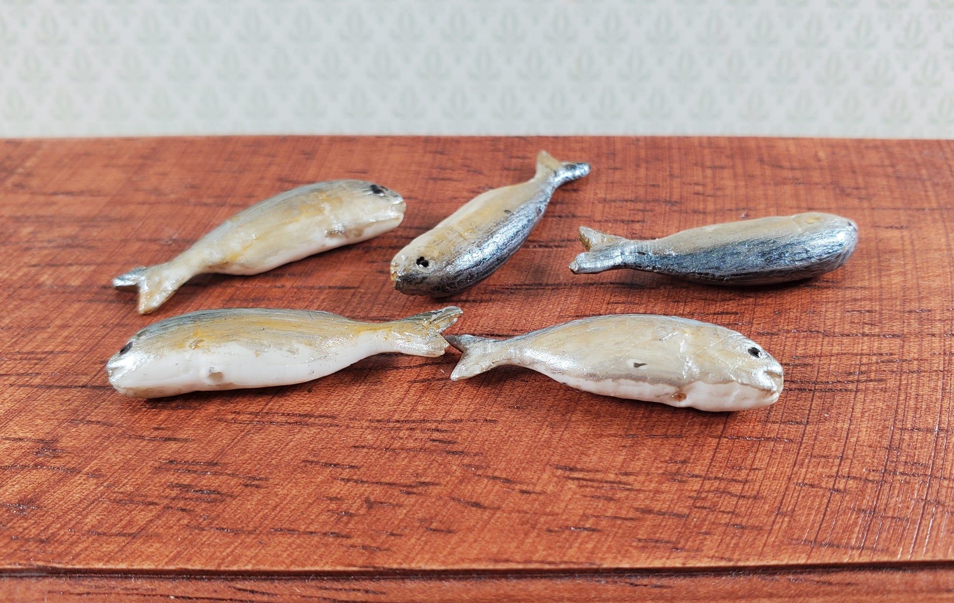 Miniature Fish Set of 5 for Dollhouses Seafood Market Grocery Store 1 1/8"