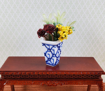Dollhouse Tall Vase for Flowers Trellis Motif Ceramic 1:12 Scale Miniature