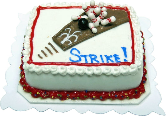 Dollhouse Bowling Sheet Cake 1:12 Scale Miniature Food Bakery Dessert Kitchen