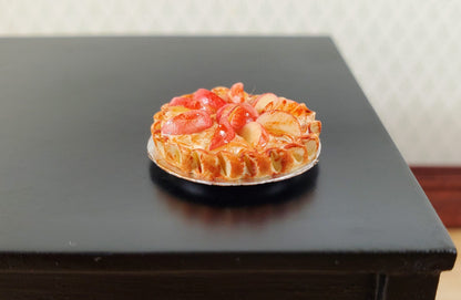 Dollhouse Peach Pie in Tin 1:12 Scale Miniature Kitchen Food Bakery