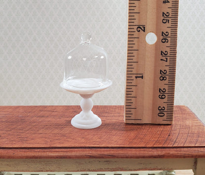 Dollhouse Cake Stand with Dome Glass & Ceramic 1:12 Scale Miniature