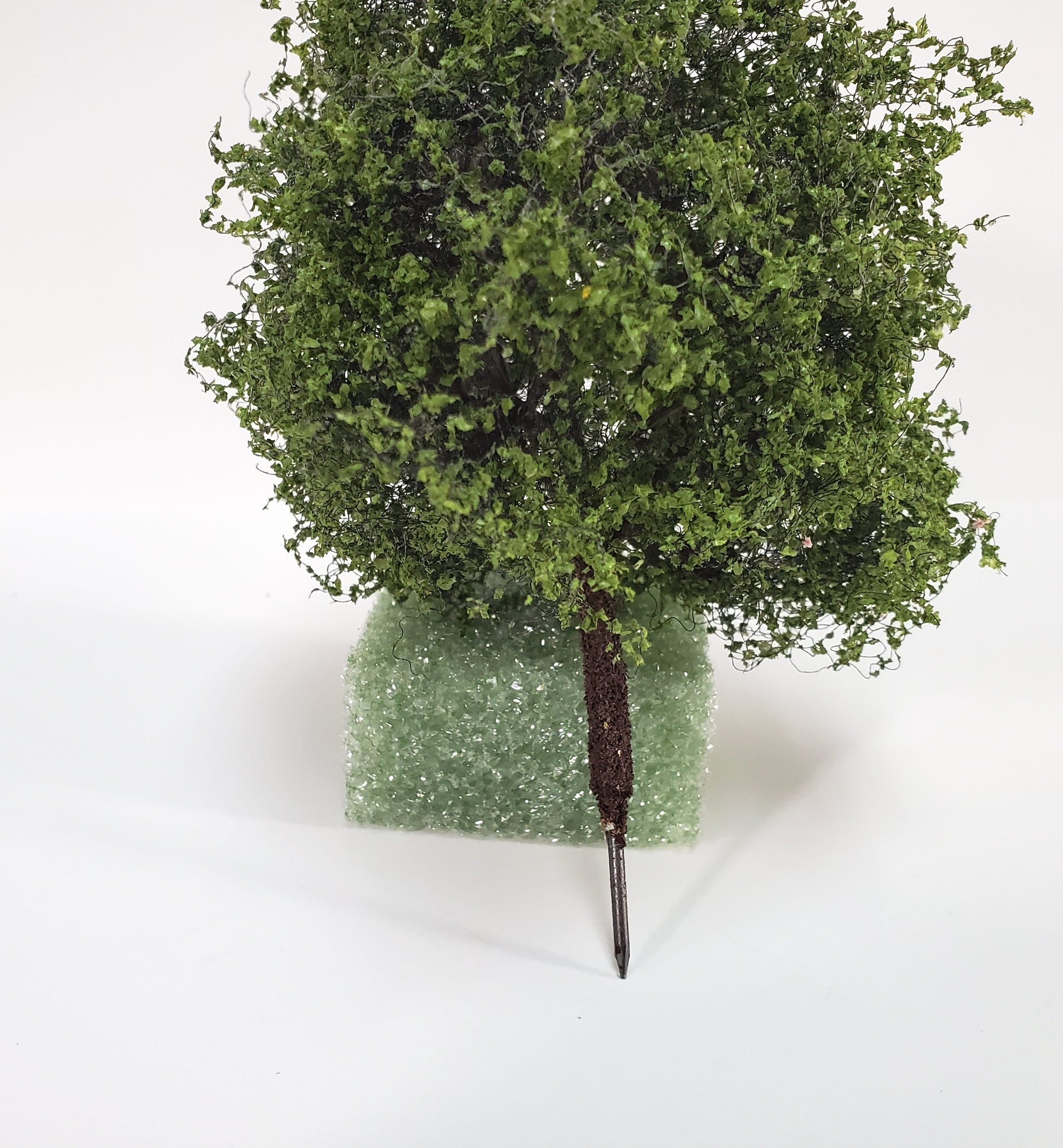 Miniature Tree or Bush Light Green 4" Tall on a flat base Model Scenery Garden Shrub