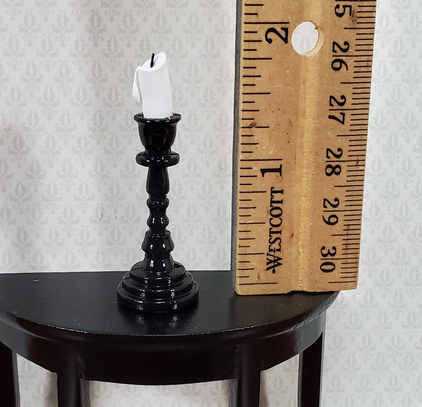 Dollhouse Tall Candlestick Black Finish Miniature Decor Use in 1:12 or 1/6 Scale Settings