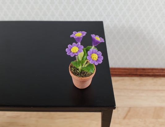Dollhouse Potted Flowers Purple Daisies Plant 1:12 Scale Miniature Houseplant