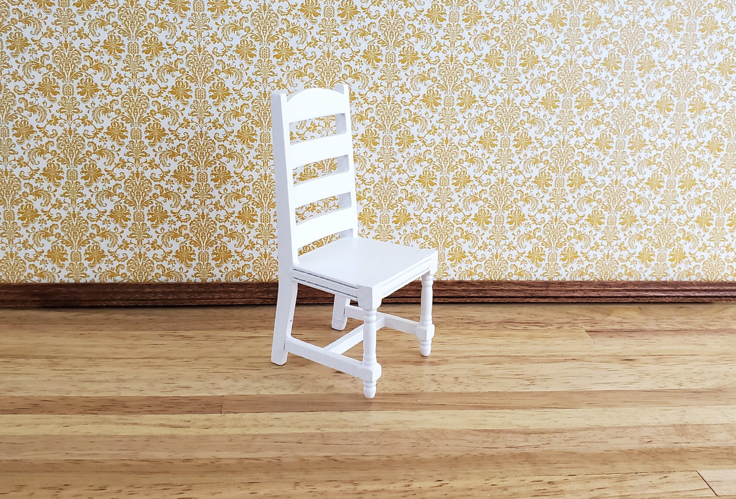 Dollhouse Miniature Chair Ladderback for Kitchen or Dining Room 1:12 Furniture White Finish