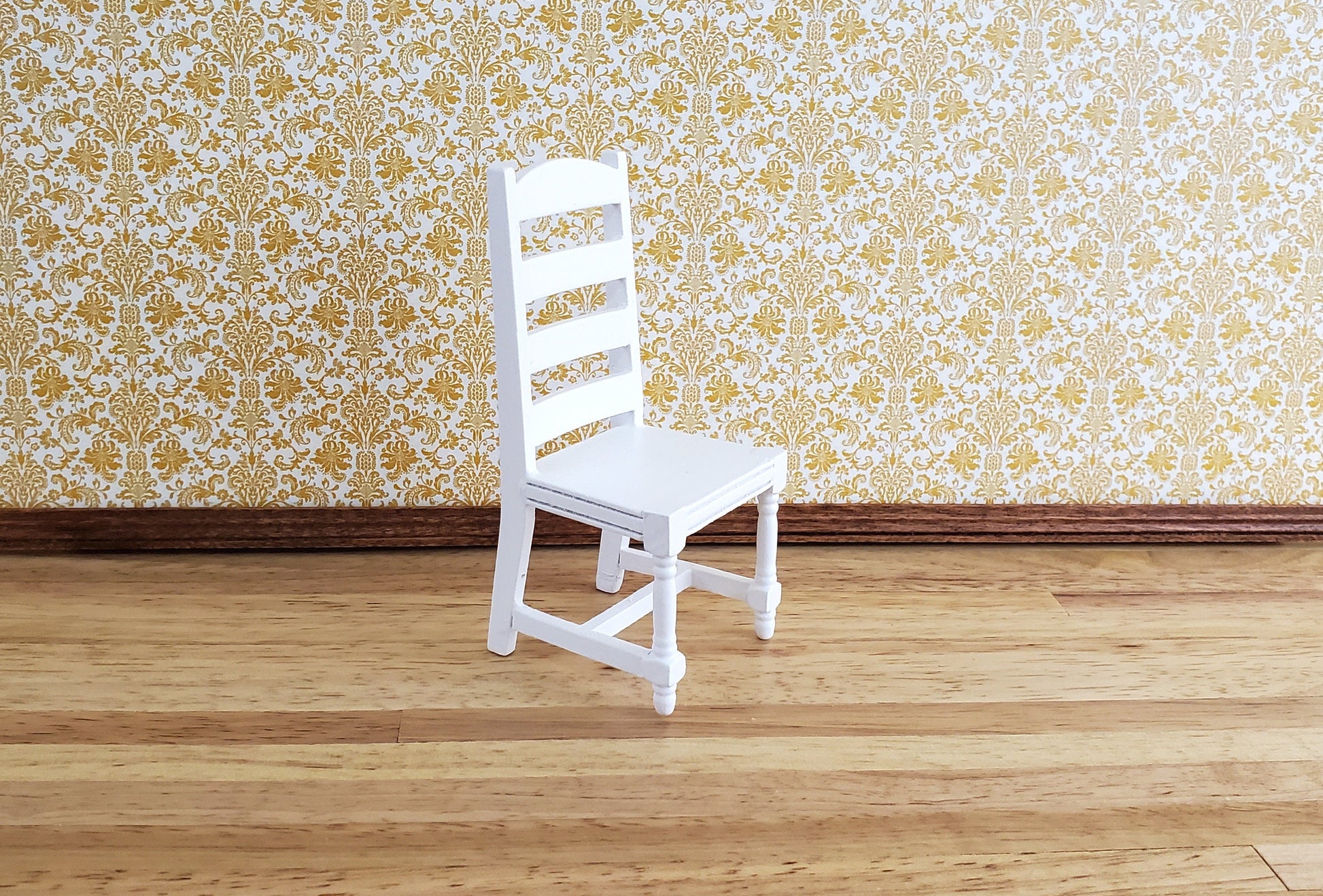 Dollhouse Miniature Chair Ladderback for Kitchen or Dining Room 1:12 Furniture White Finish
