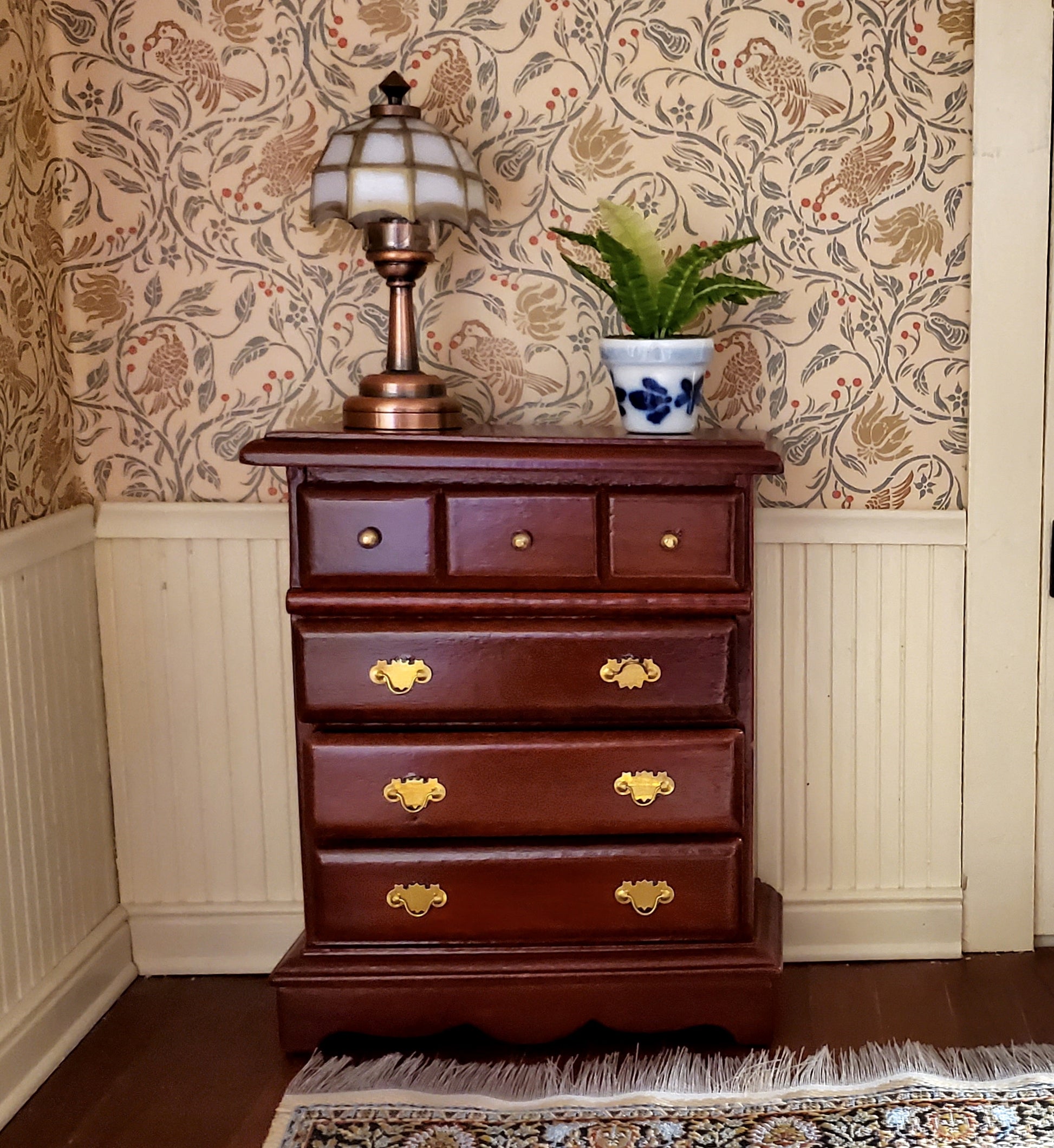 Dollhouse Miniature Dresser Chest Tall 4 Drawer 1:12 Scale Mahogany Fi – Miniatures.com Dollhouse Miniature Dresser Chest Tall 4 Drawer 1:12 Scale Mahogany Fi – Miniatures.com