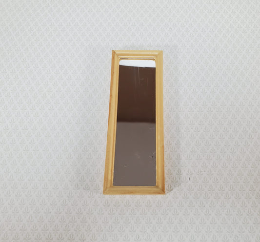 Dollhouse Mirror Full Length Dressing Wood Frame Modern 1:12 Scale Light Oak