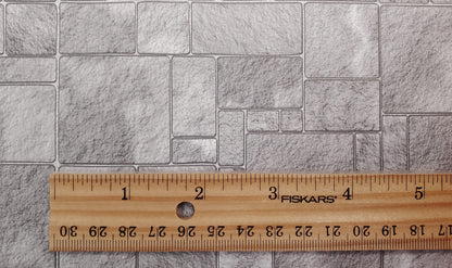 Miniature Flagstone Tile Floor Lightly Embossed Faux Flooring Gray Card Stock