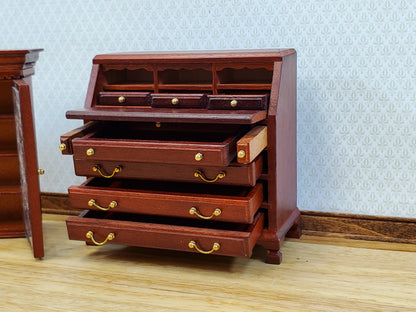 Dollhouse Secretary Writing Desk w/ Upper Cabinet 2 Pieces 1:12 Scale Furniture