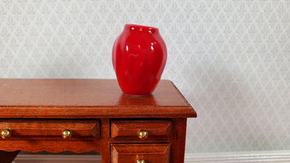 Dollhouse Large Red Swirl Patterned Ceramic Vase 1:12 Scale Miniature
