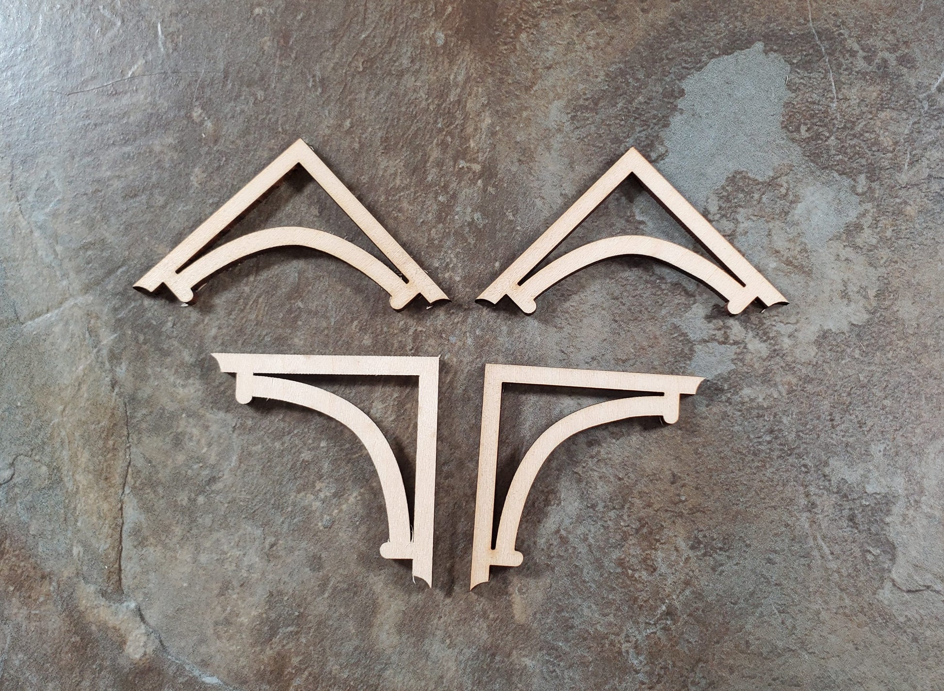 Dollhouse Simple Arch Wood Corbels Decoration Apex Trim 1:12 Scale Miniature x4