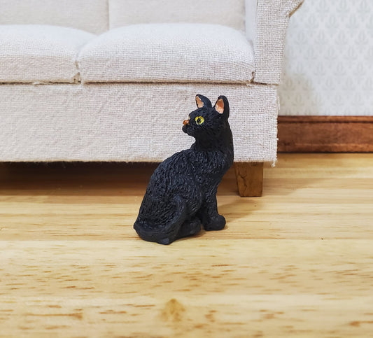 Dollhouse Black Kitty Cat Sitting Looking Back 1:12 Scale Miniature Pet