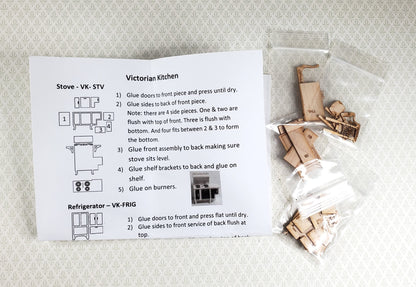 Dollhouse Quarter Scale Furniture Kit DIY Victorian Kitchen Set 1:48 Miniatures