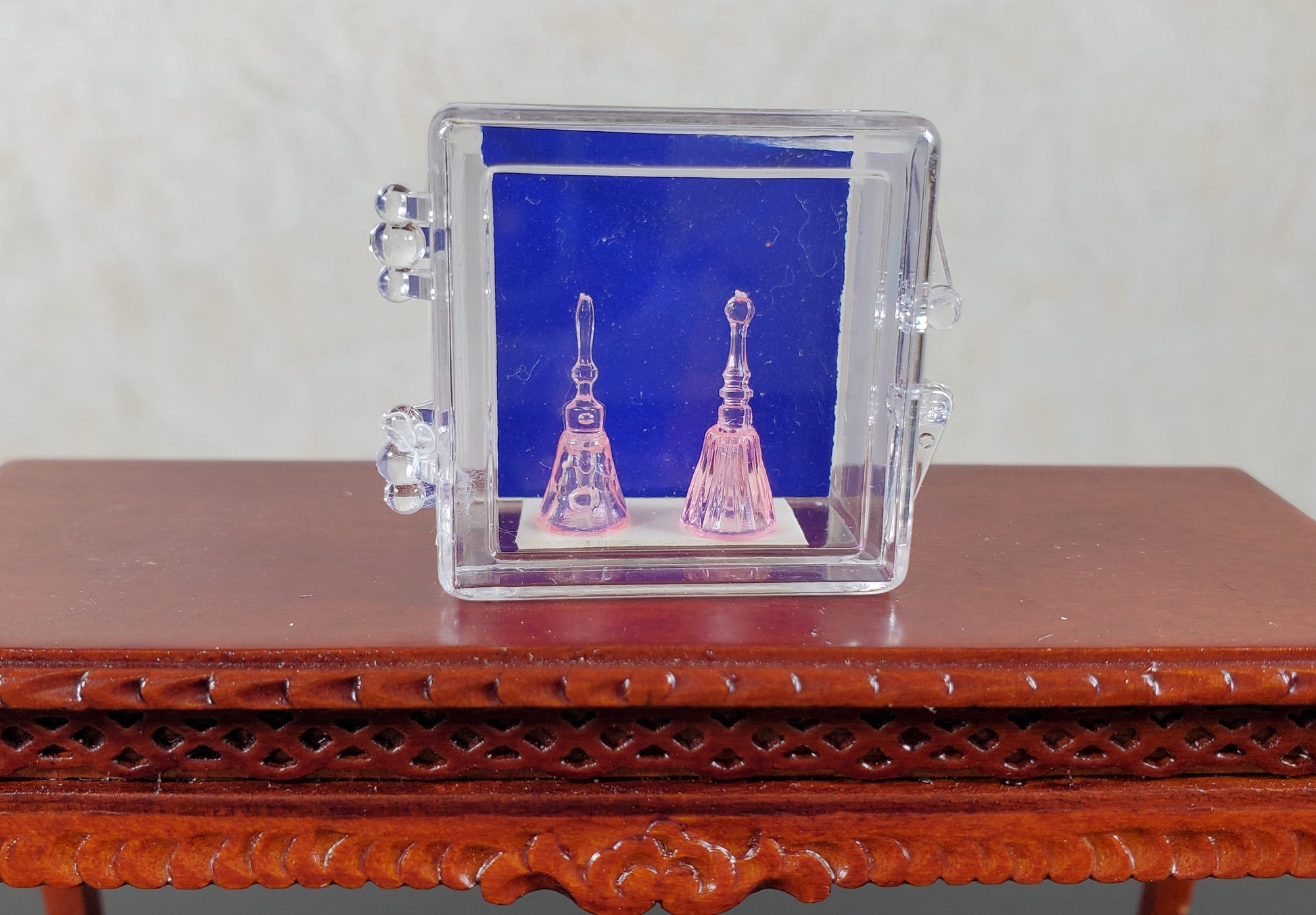 Dollhouse Tiny Pink Dinner Bell Set 1:12 Scale by Chrysnbon Miniatures