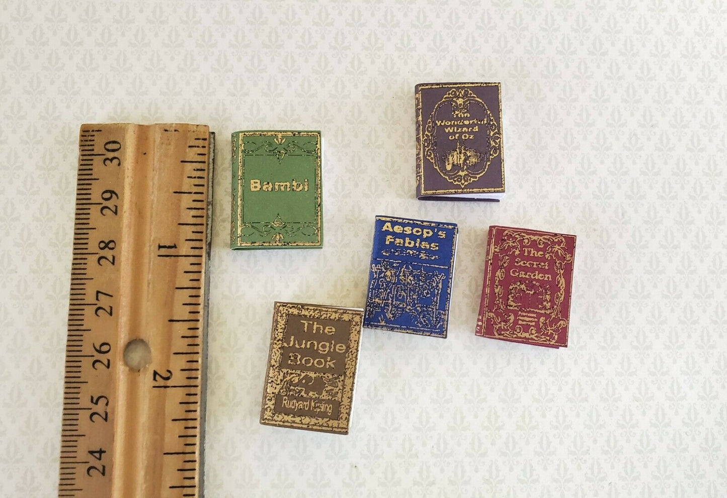 Dollhouse Miniature Book Set x5 Children's Classics 1:12 Scale (blank inside)