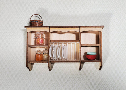 Dollhouse DIY Plate Rack Kit Hanging Kitchen Shelf 1:12 Scale Miniature Cupboard