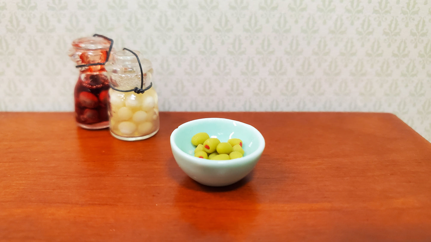 Dollhouse Green Olives with Pimento x12 1:12 Scale Miniature Food