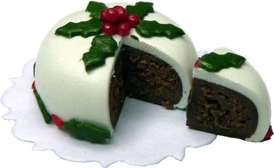 Dollhouse Poinsettia Cut Cake 1:12 Scale Miniature Dessert Food Bakery