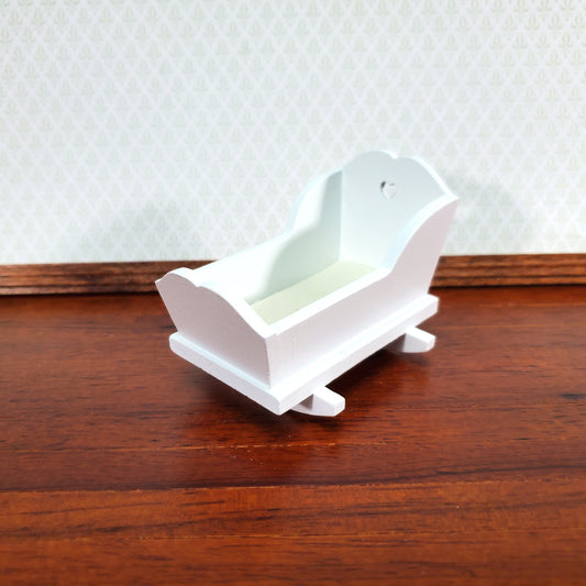 Dollhouse Cradle Small Crib for Nursery White Finish 1:12 Scale Miniature Furniture