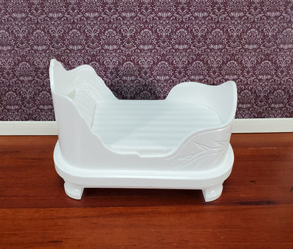 Dollhouse "Belter" Curved Bed White Finish Large 1:12 Scale Miniature Furniture