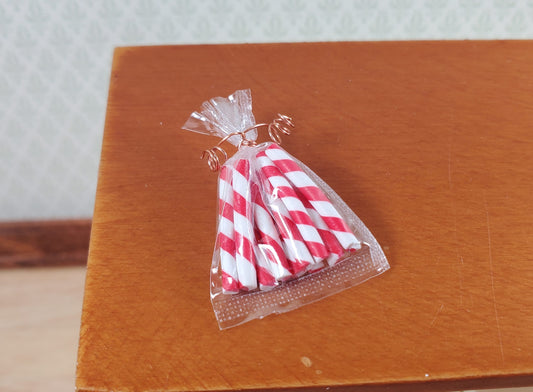 Dollhouse Candy Canes in a Bag 1:12 Scale Miniature Christmas Treats