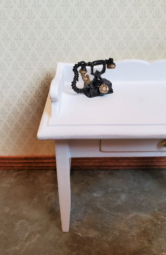 Dollhouse HALF SCALE Old Fashioned Victorian Telephone Black Gold 1:24 Miniature